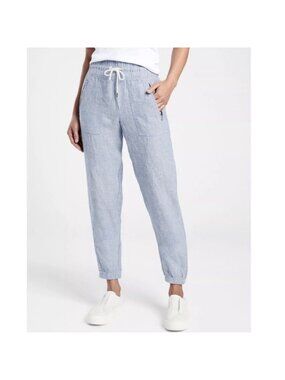 Athleta Cabo Linen Jogger Pants Blue size 0 Summer breeze chambray